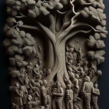 3D model Trees a Crowd Forest of Kimori Protect the Gigantic Tre (STL)